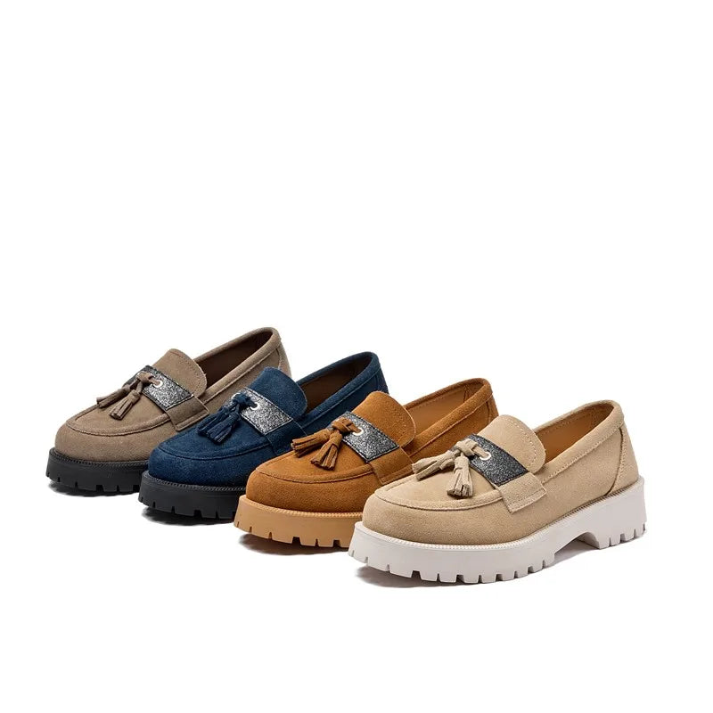 Shoes Female Suede Genuine Leather  British Style Spring