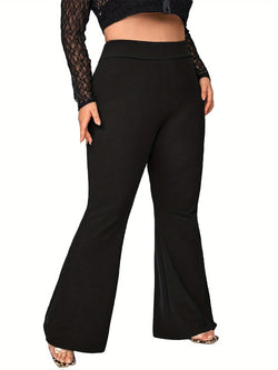 Plus-size British street style fashion flared pants