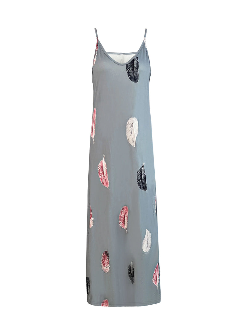 Sexy V-neck Feather Print Sling Dress