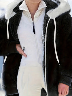 Jacket Plush Zipper Pocket Hooded Long Sleeve