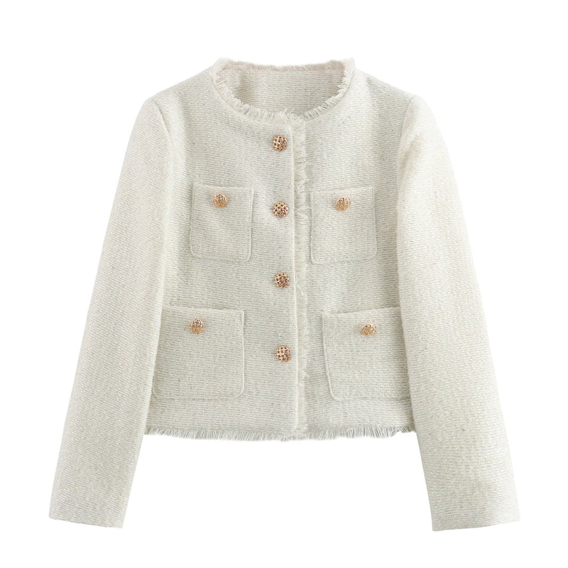 Chic Female Tweed Basic Jacket Coat