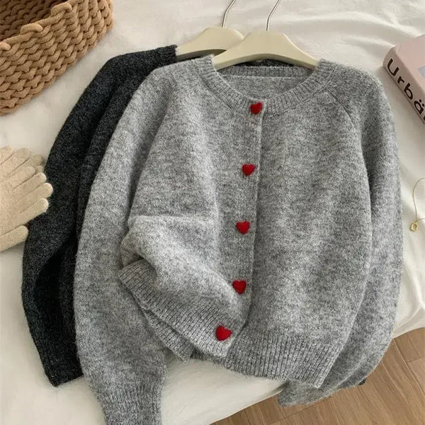 Deep Grey Wool Knitted Cardigan