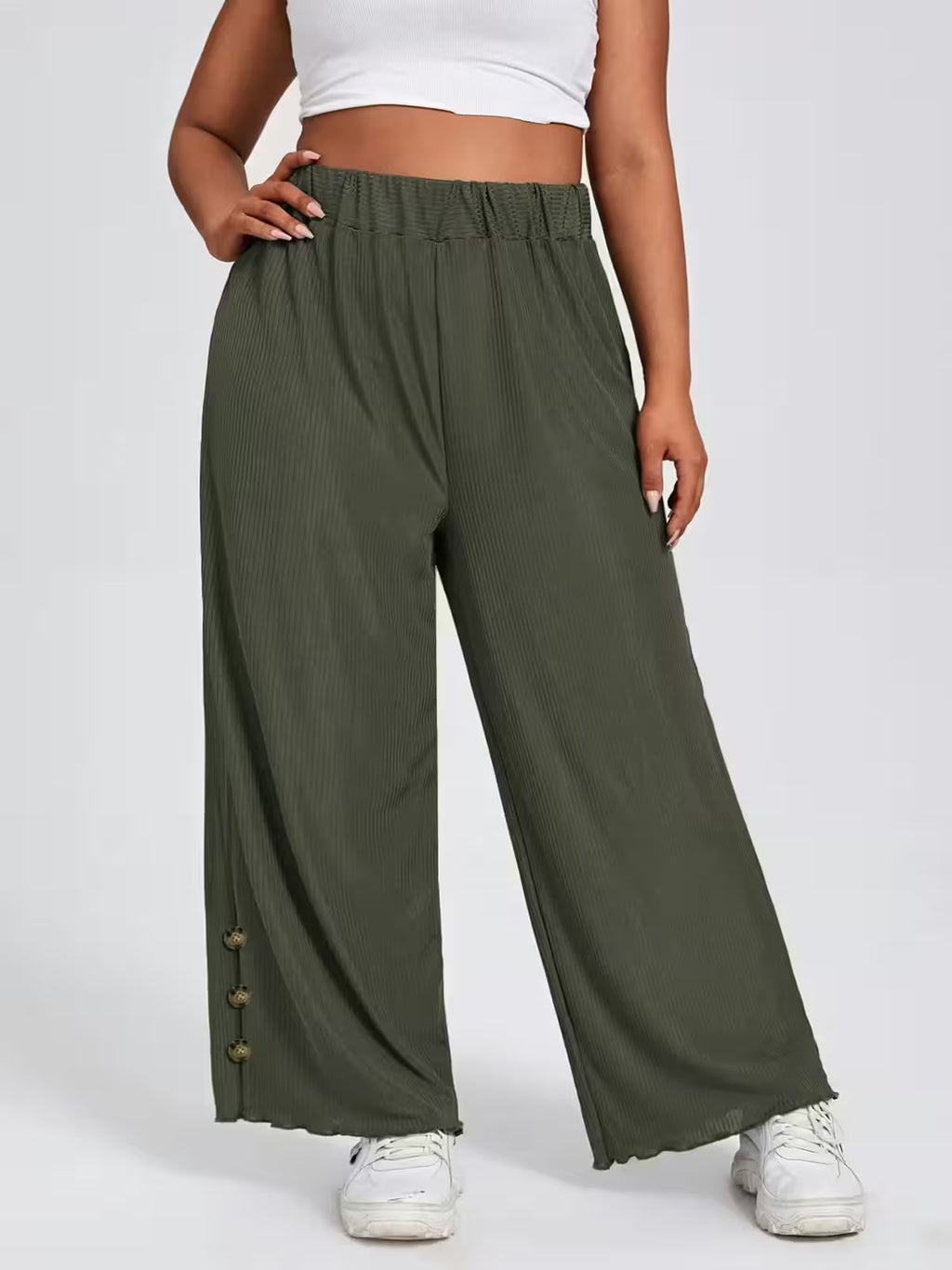 Plus Size Elastic Waist Summer Elegant Wide Leg - Additional View 6