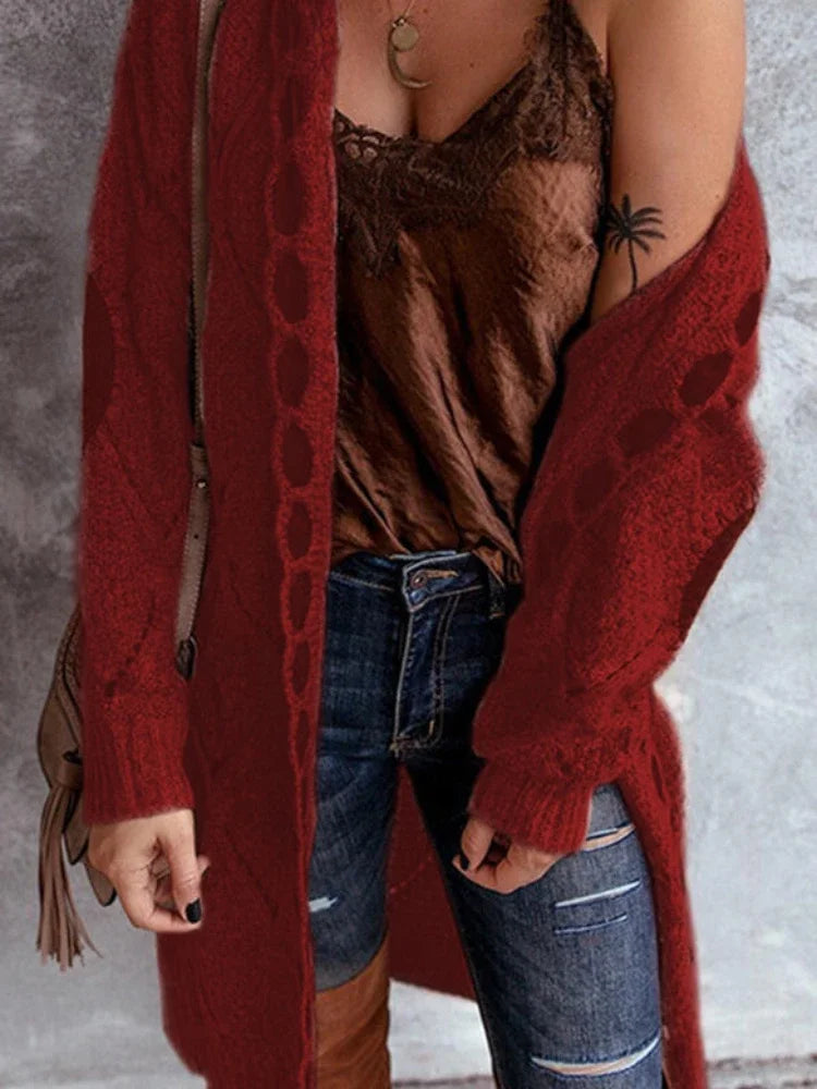 Cardigan Knitted Sweaters Knitted Plaid Casual Coat