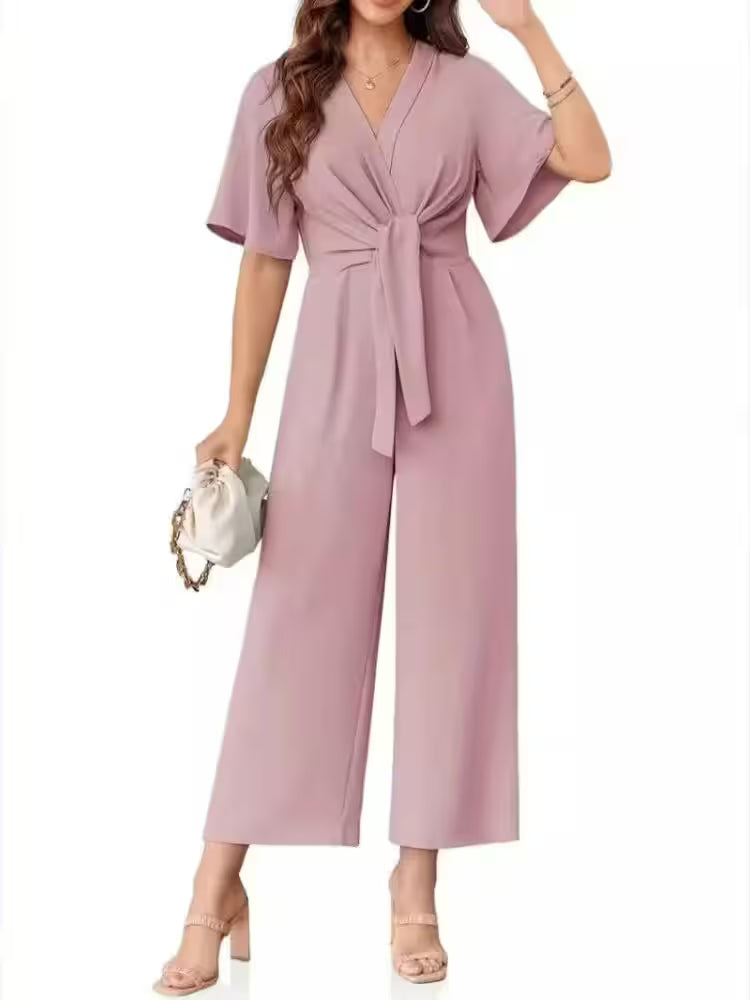 Jumpsuit Casual Solid Color Short Sleeved - Additional View 7