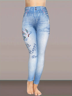 Butterfly Print Skinny Leggings
