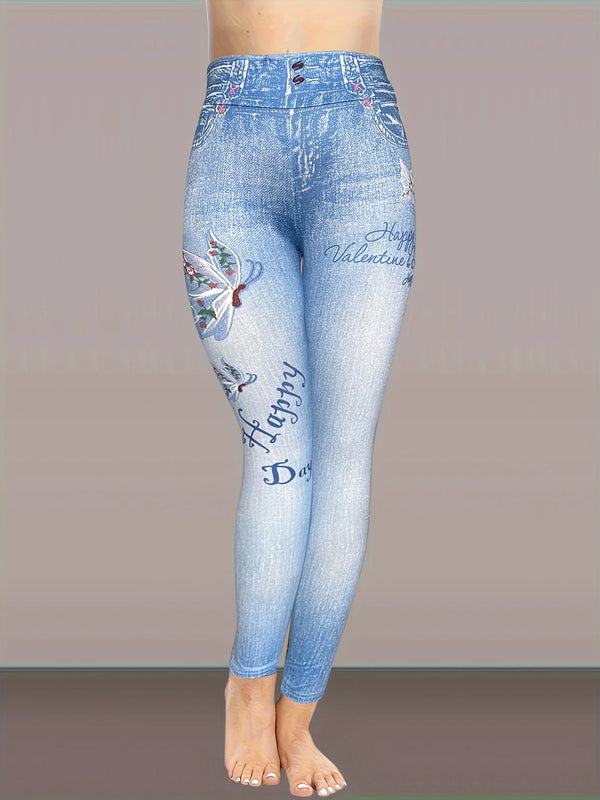 Butterfly Print Skinny Leggings