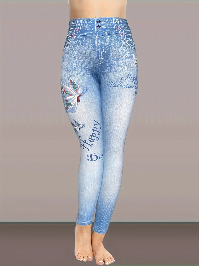 Butterfly Print Skinny Leggings