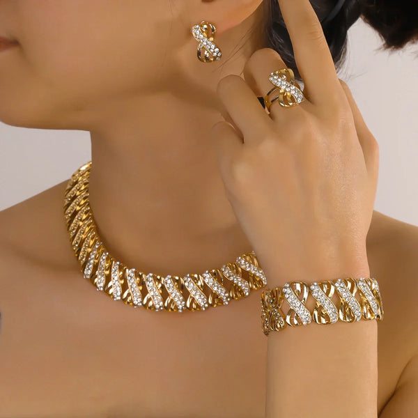 Set Choker Necklace Earrings Rings