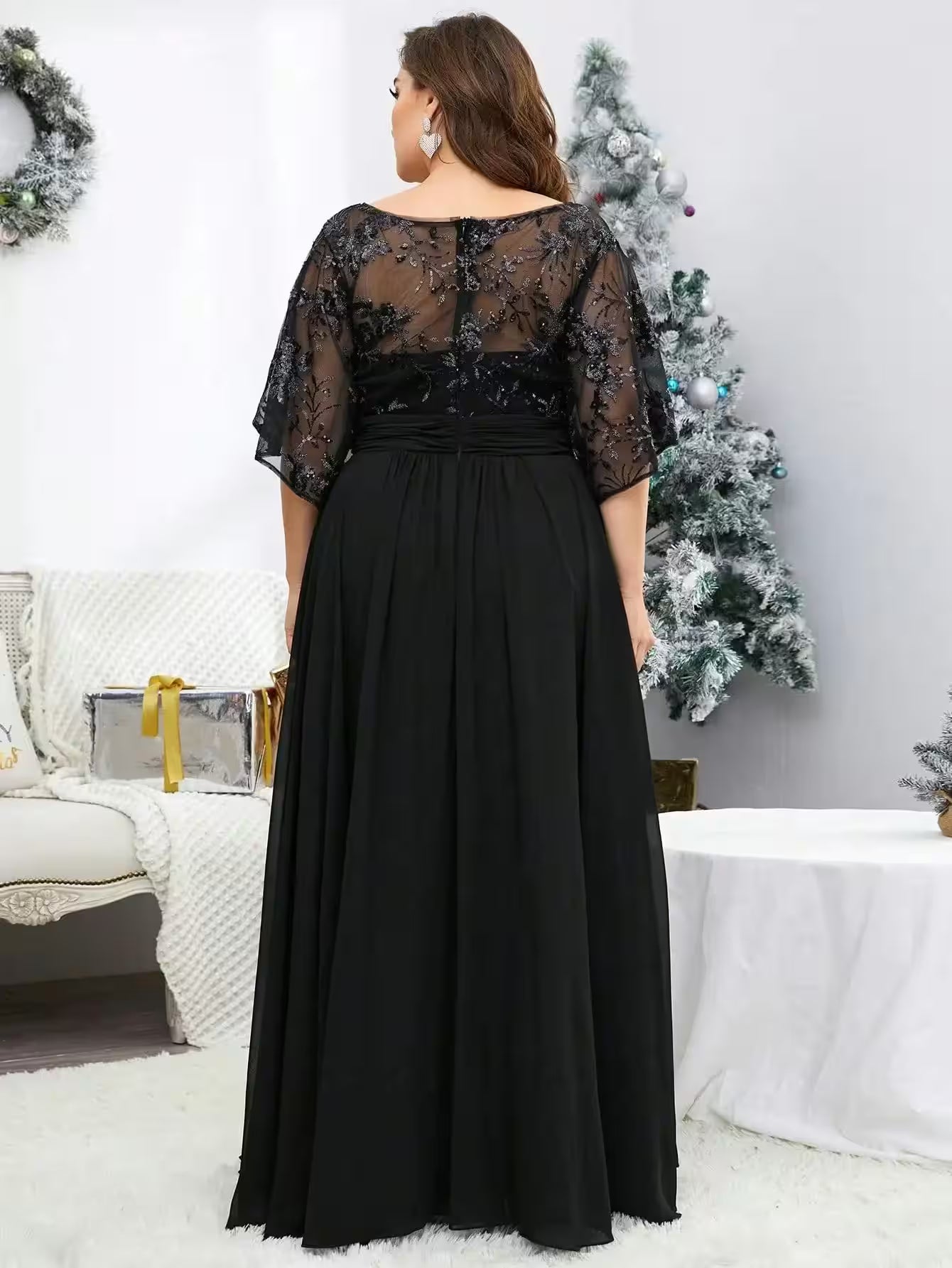 Plus size V-neck chiffon Evening gown dress - Additional View 2