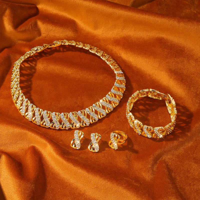 Set Choker Necklace Earrings Rings