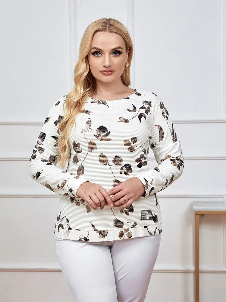 Plus size woven round neck shirt