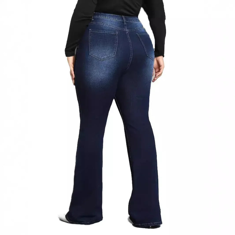 Plus Size Stretchy Flared Jeans Cross-Border