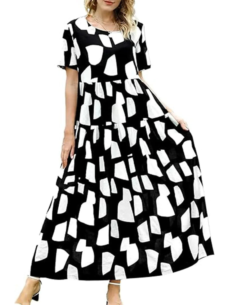 Plus Size Spring Printing Loose-Fit Skirt