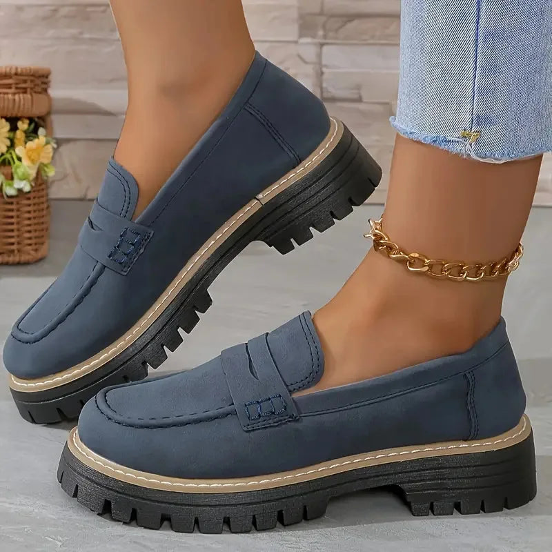 Spring casual British style shoes with thick heels and retro single