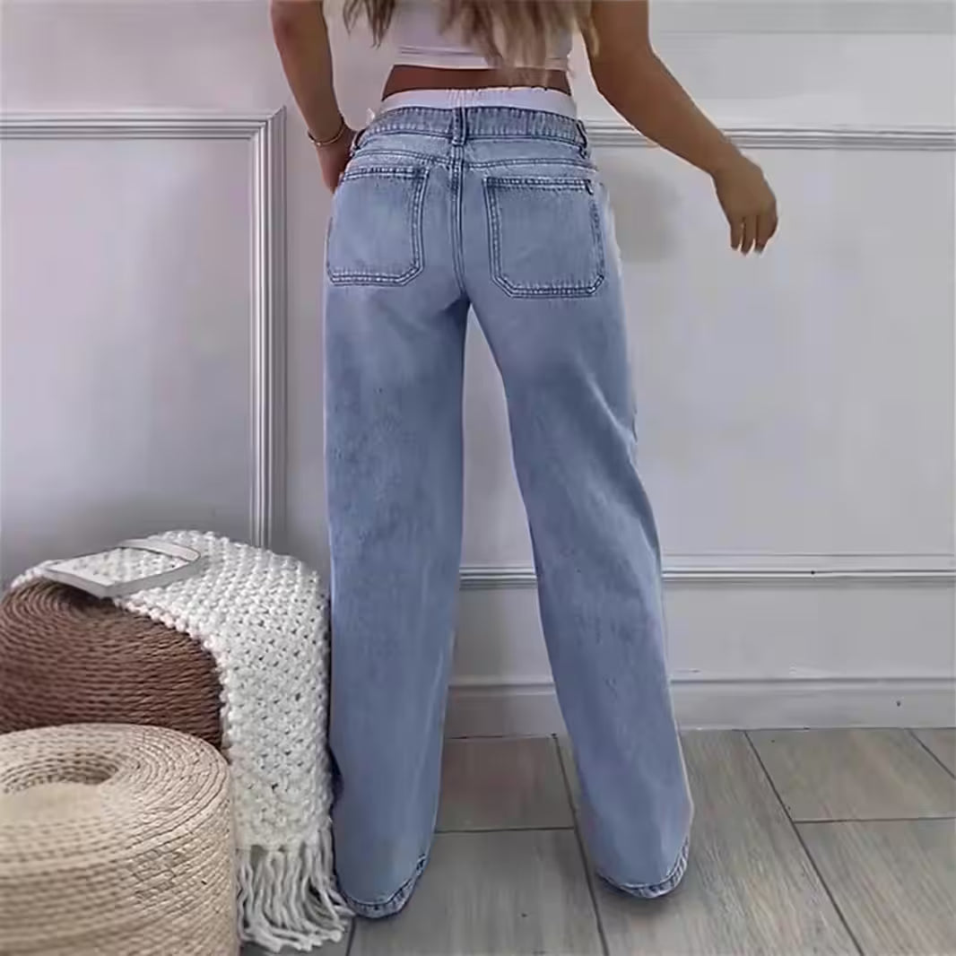 Pants Wide Leg High Elastic Waist Straight - Additional View 2