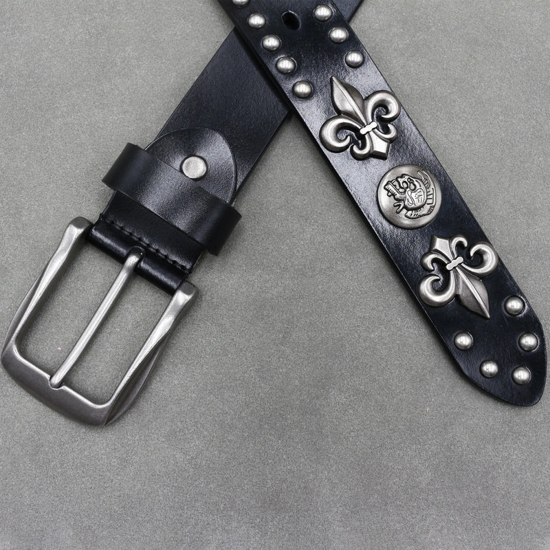 Nice Rivet Genuine Leather Belt Goth Style