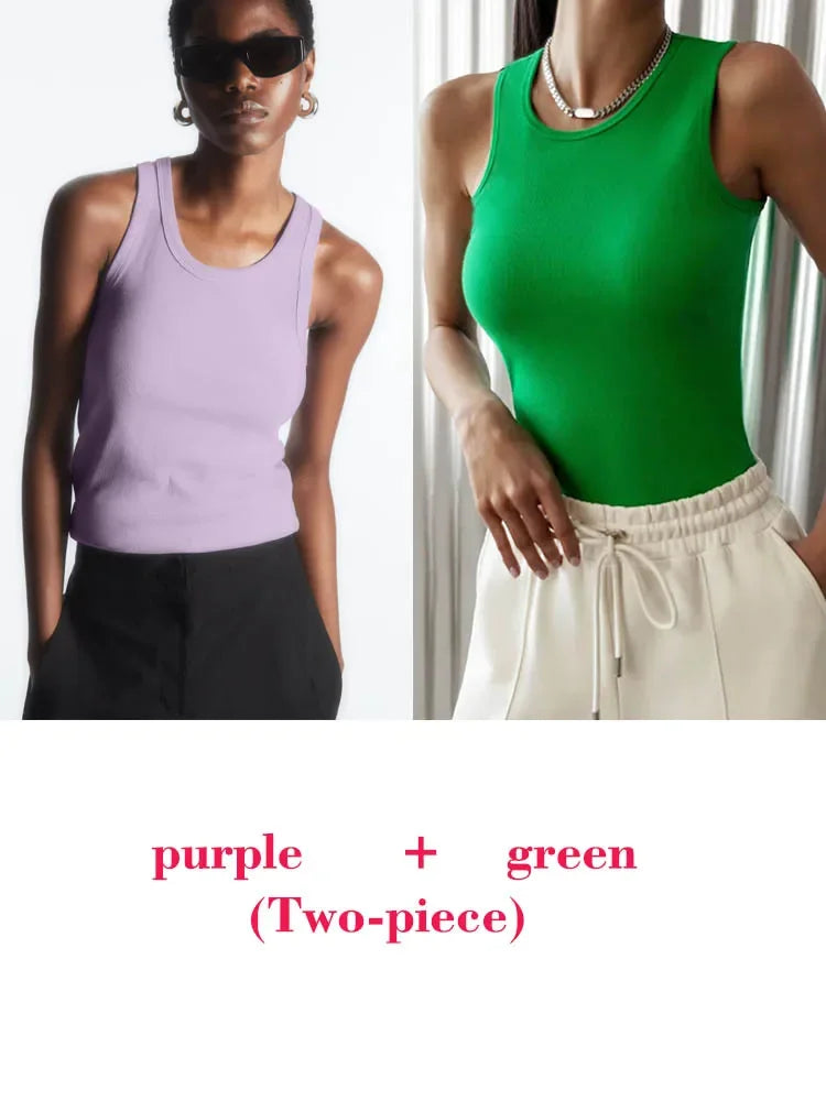 Tops Summer O Neck Tanks & Camis