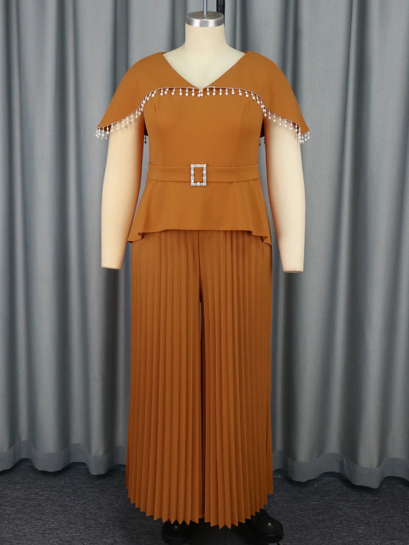 Plus Size Jumpsuits V Neck Cape Sleeve High