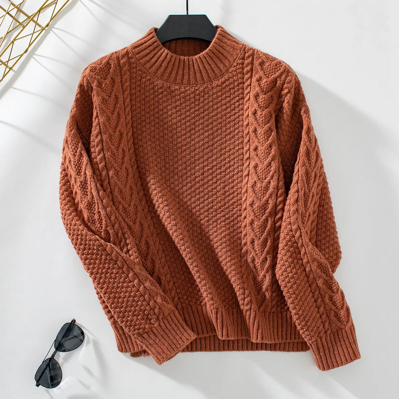 Neckline Knit Sweater Loose Long -sleeved Pullover