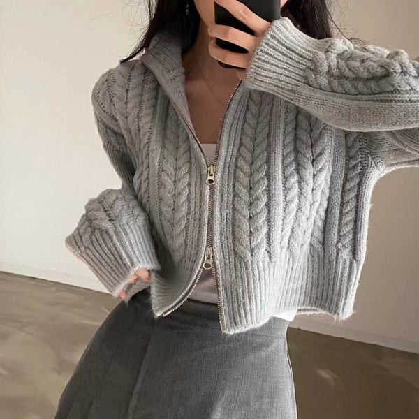 Casual Solid Cardigan Winter Short Coat