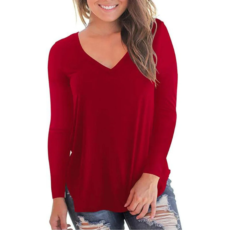 The New V-collar Long-Sleeved T-shirt