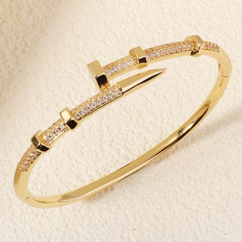 Female Brand Nail Trendy Bracelet Zircon Screw