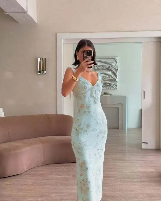 Sleeveless Backless Summer Vacation Dress with Ruffles