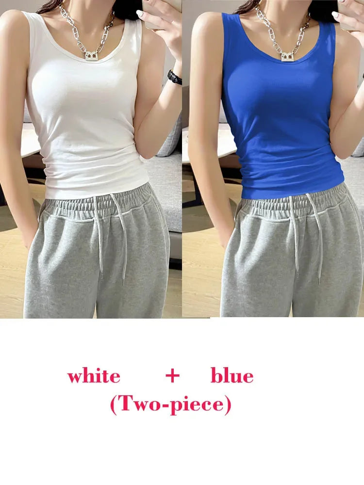 Tops Summer O Neck Tanks & Camis