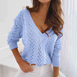 V-neck casual knitwear sweater