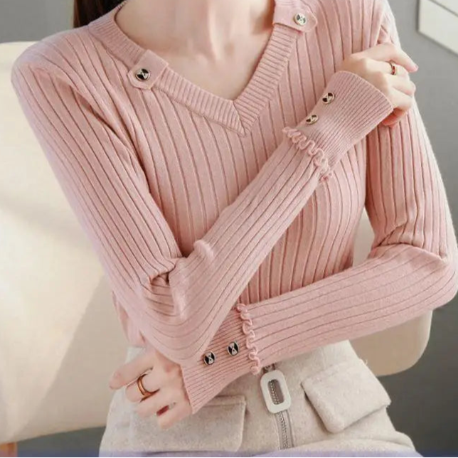 Slim-Fit Knit Long Sleeve Tops