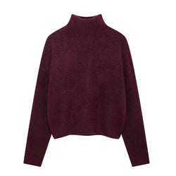 Vintage Burgundy Turtleneck Sweater Casual