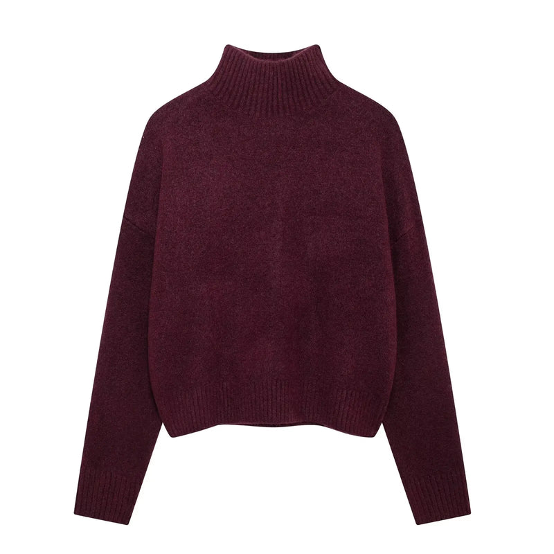 Vintage Burgundy Turtleneck Sweater Casual