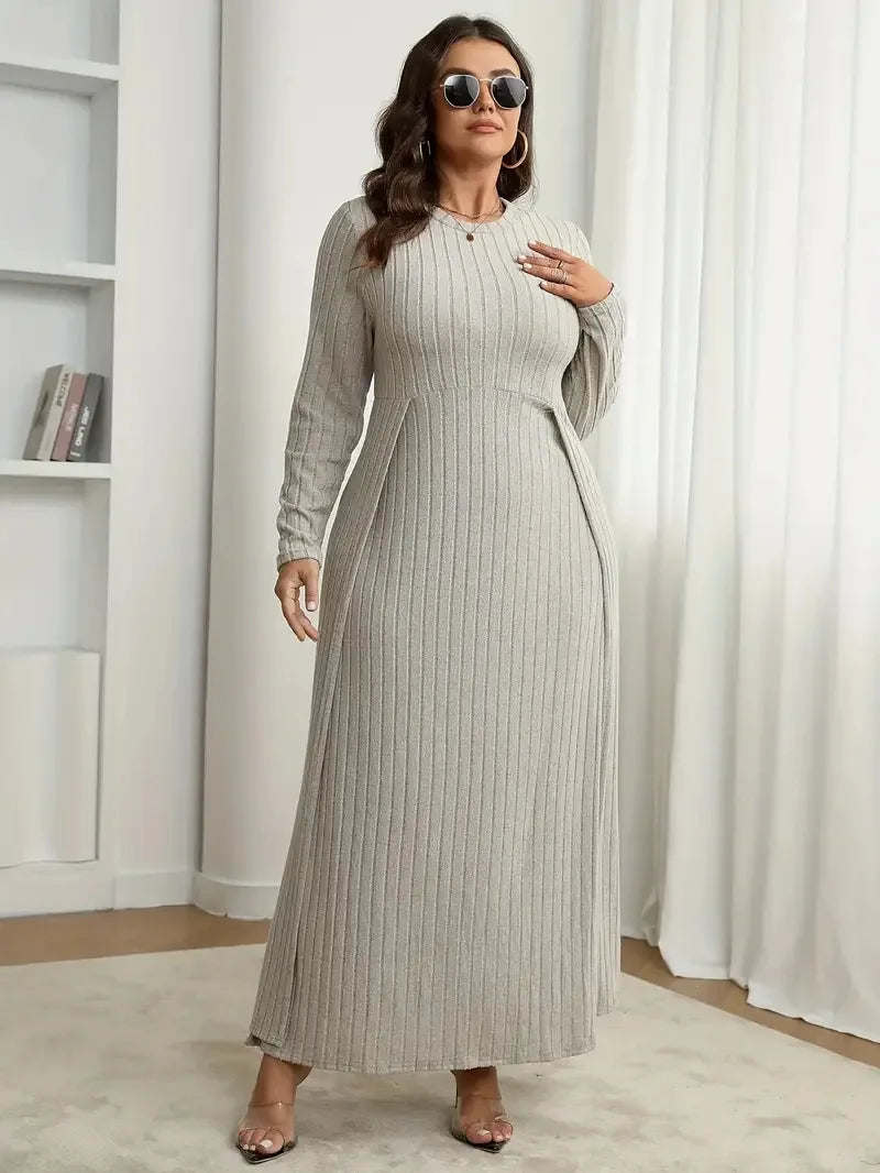 Plus Size Knitted Long Dress Patchwork