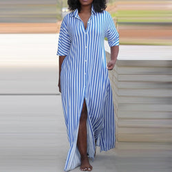 Plus Size Dresses Fashionable Casual Striped