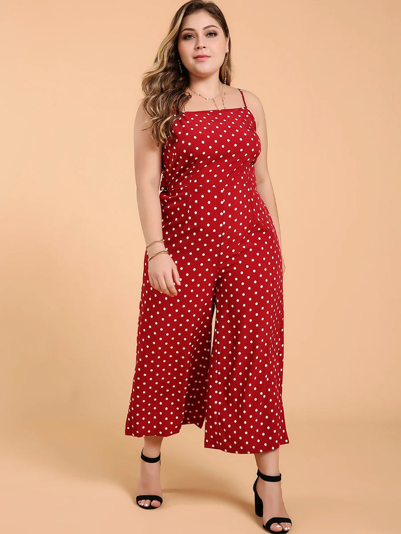 Plus Size Jumpsuits Sleeveless Polka Dots