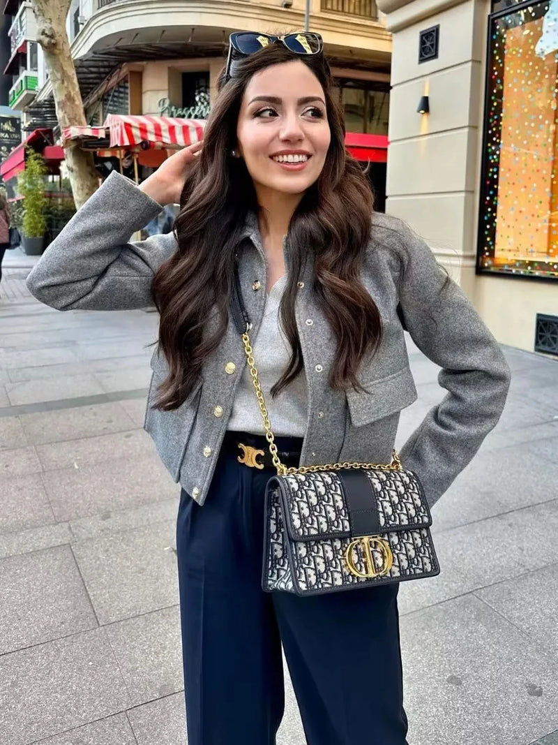 Jacket Women Button Cropped