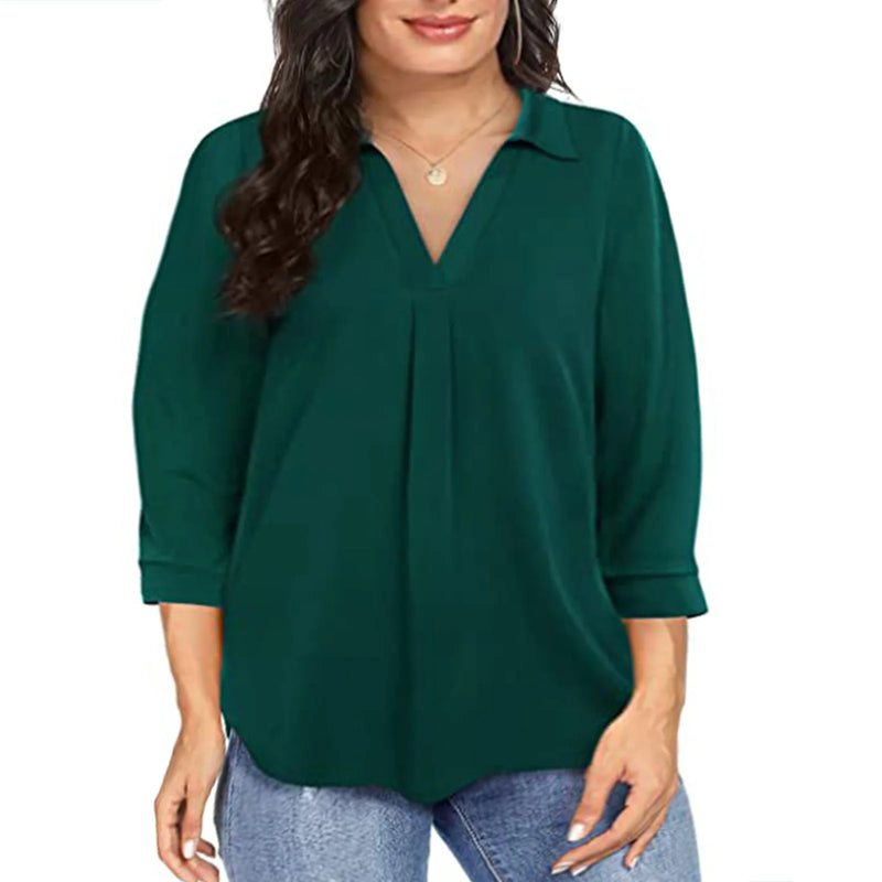 Plus Size Chiffon pullover oversized loose V-neck
