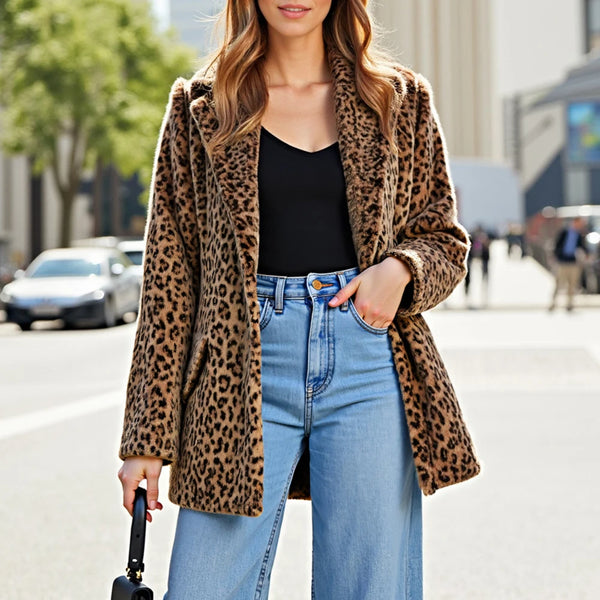 Jackets Leopard Single Button Long Sleeve Lapel Fashion
