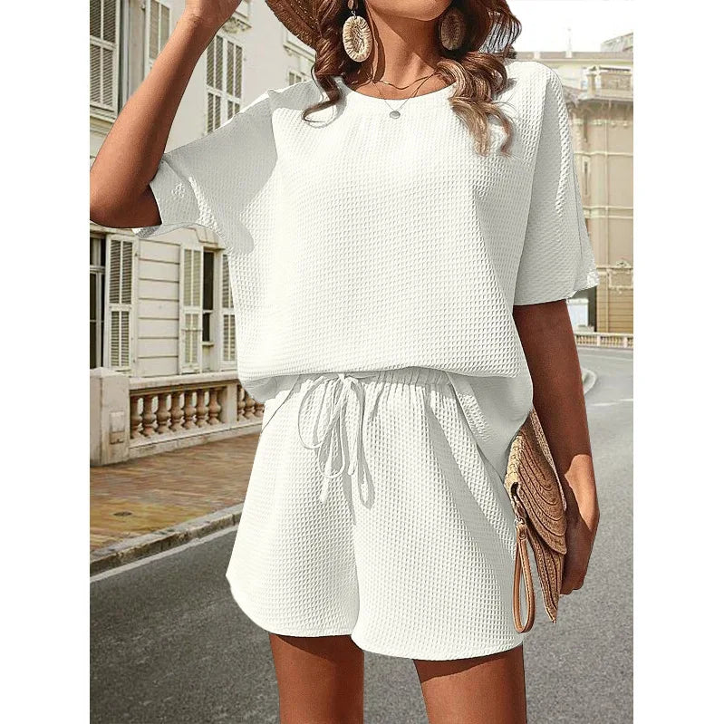 2 Piece Sets Outfit Solid Color Casual Loose Short