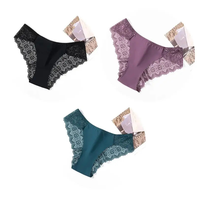 3PCS/Set  Panties Silk Satin