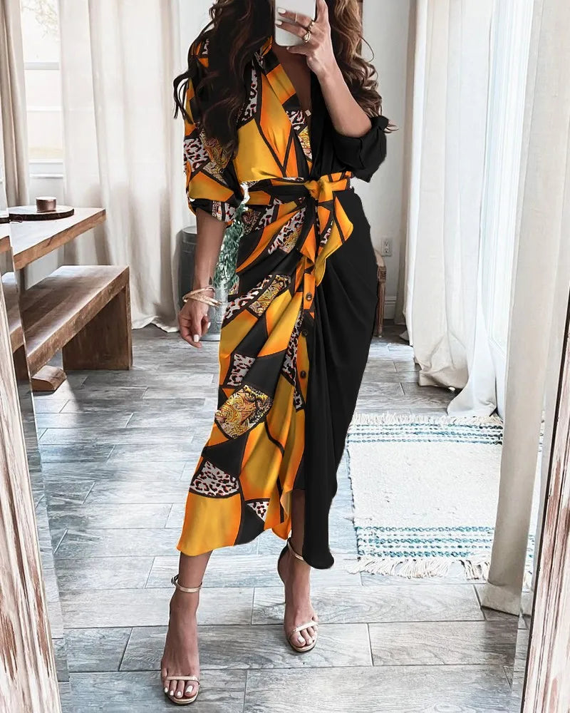 Dress Shirt Fashion Casual Printed Elegant
