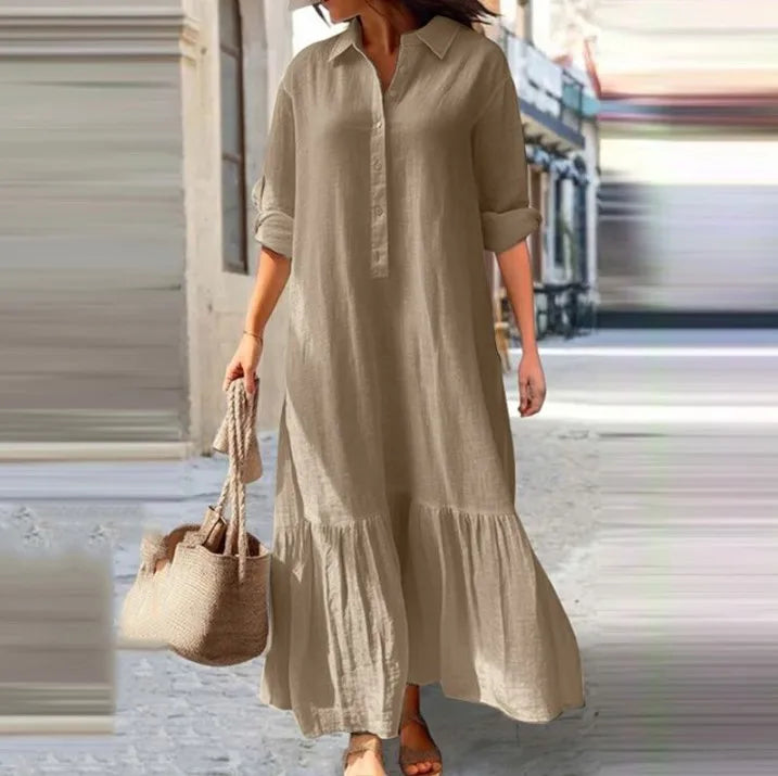 Plus Size Dress Office Lady Spring  Elegant Solid