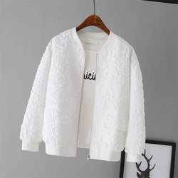 Casual White Jacket Top Female Cardigan Zipper
