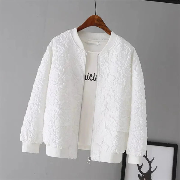 Casual White Jacket Top Female Cardigan Zipper