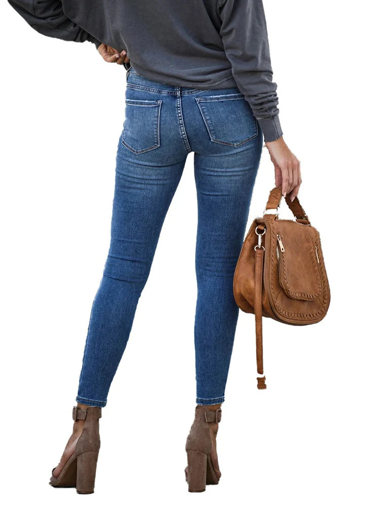 Jeans Stretchy Skinny Mid Waist Vintage Cropped