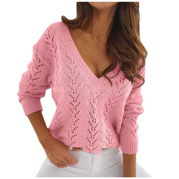 V-neck casual knitwear sweater