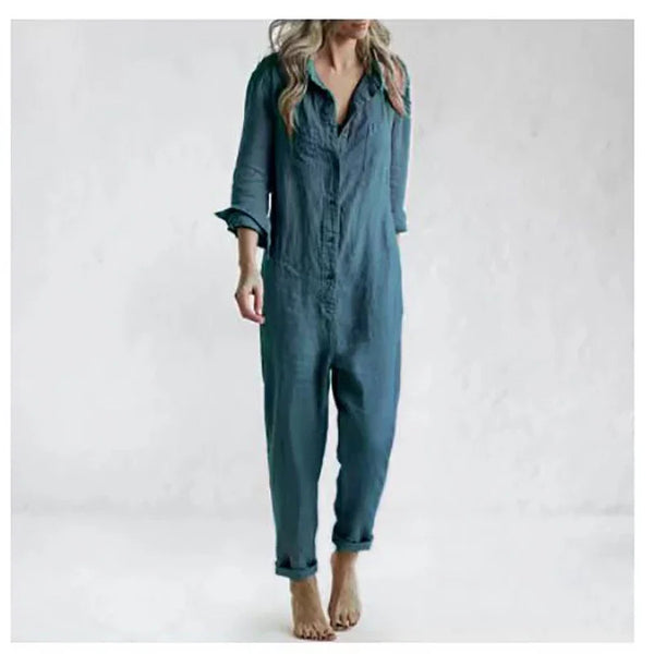 Jumpsuits Single Breasted Button Design