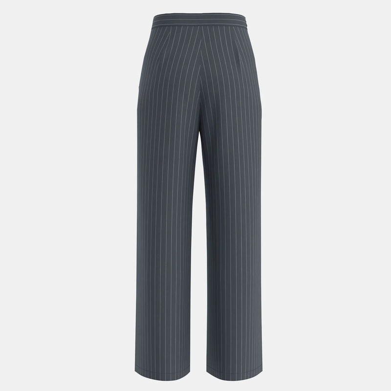 Pants Retro French Striped Waist Straight Casual
