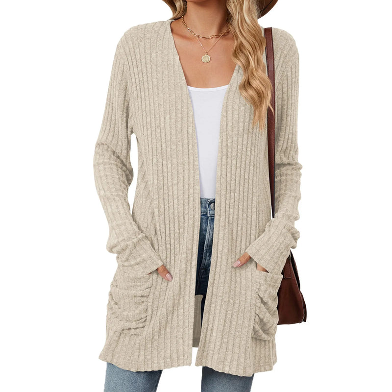Lightweight 3/4 Sleeve Black Sweater Cardigan Casual